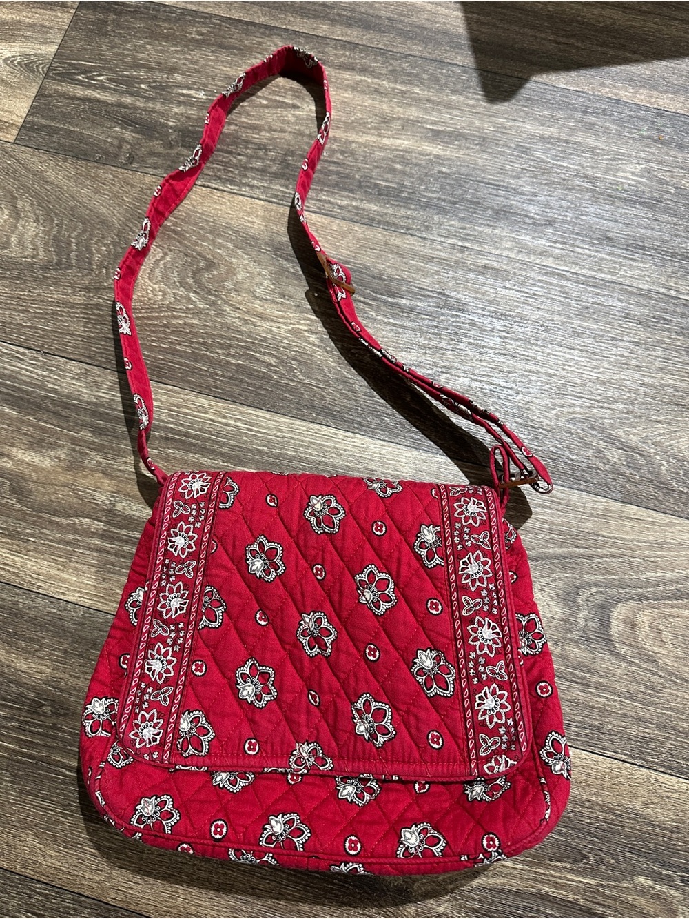 Vera Bradley Quilted Red Floral Crossbody Bag
